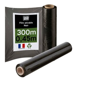 Pack And Move - Lot 2 Rouleaux Film Étirable - 300 M - Noir - Film Déménagement Film Emballage Film Palette Film Protection