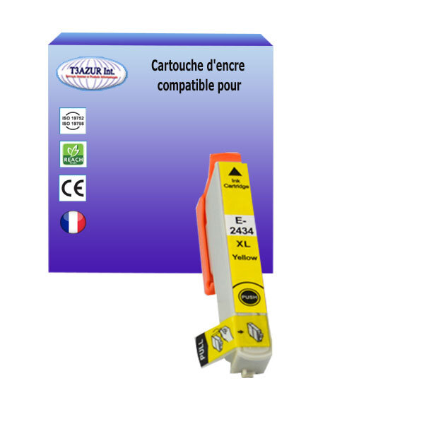 Cartouche Compatible pour Epson XP55, XP750, XP760, XP850, XP860, XP950, XP960 remplace Epson T2434  Jaune - T3AZUR