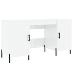 Bureau table poste de travail meuble d'ordinateur informatique étude brillant 140 x 50 x 75 cm bois d'ingénierie blanc 02_0023539