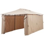 Gazebo - 3 x 6 m - Avec Rideaux - Structure Acier & Toile Polyester -  Taupe