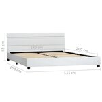 vidaXL Cadre de lit avec LED Blanc Similicuir 140 x 200 cm