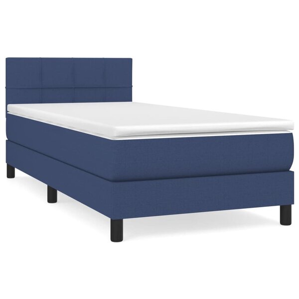 vidaXL Sommier à lattes de lit avec matelas Bleu 80x200 cm Tissu