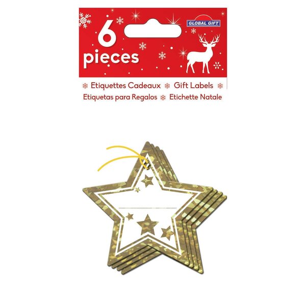 6 étiquettes cadeaux - Etoiles avec dorures