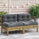 vidaXL Canapé de jardin sans accoudoirs et coussins 2 Pièces pin imprégné