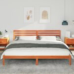 vidaXL Cadre de lit Marron cire 180 x 220 cm Bois de pin massif