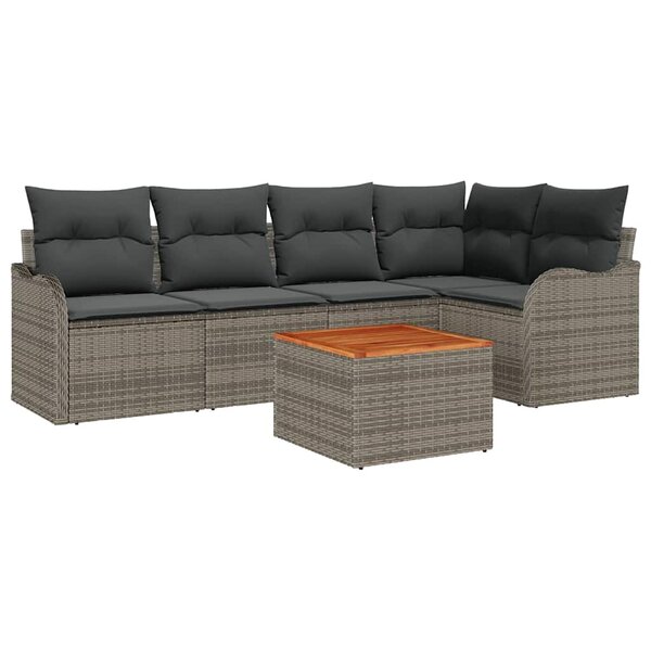 vidaXL Ensemble de canapé de jardin 6 Pièces Gris