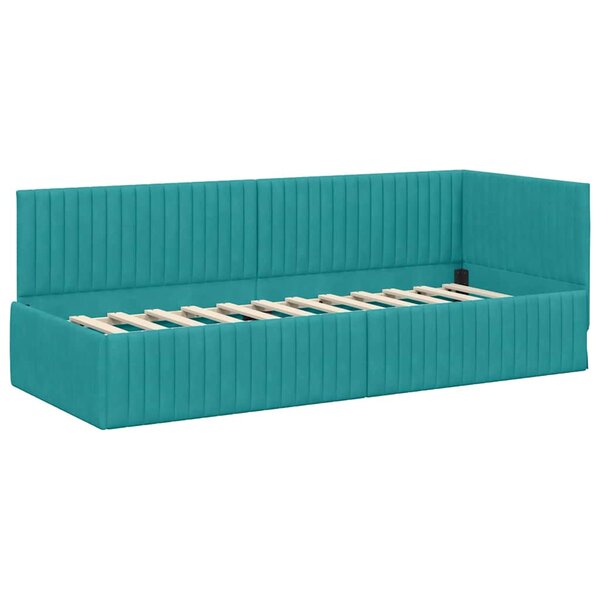 vidaXL Cadre de lit d'angle Turquoise 80 cm x 200 cm tissu