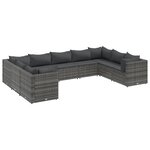vidaXL Salon de jardin 9 Pièces avec coussins Gris Résine tressée