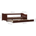 vidaXL Cadre de lit extensible Marron foncé Bois de pin 90x200 cm