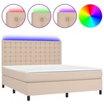 vidaXL Sommier à lattes de lit avec matelas LED Cappuccino 160x200 cm