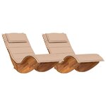 vidaXL Transat avec coussin 2 Pièces Marron Bois d'Acacia Massif