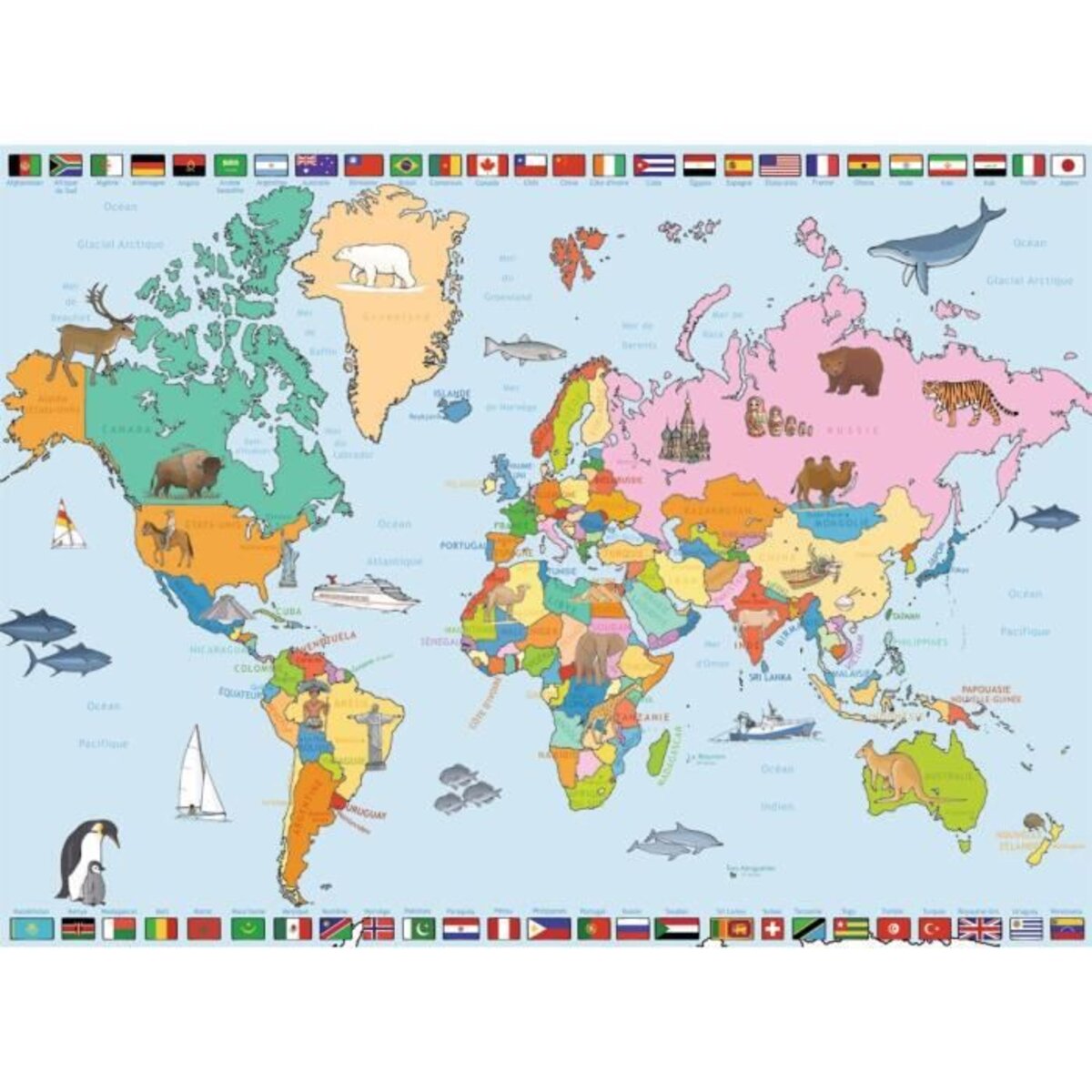 Puzzle 150 pieces - carte du monde - nathan - puzzle enfant + trieur - des  7 ans - La Poste
