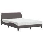 vidaXL Lit avec matelas gris 140x190 cm similicuir