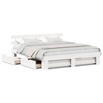 vidaXL Cadre de lit avec tiroir Blanc 200 x 200 cm Bois massif en pin