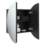 vidaXL Armoire de salle de bain miroir rond et LED Noir 47x47x17 5 cm