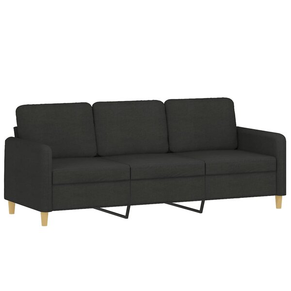 vidaXL Canapé à 3 places Noir 180 cm Tissu