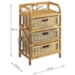 Commode en rotin avec tiroirs tegal 3 tiroirs