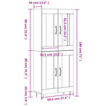 vidaXL Buffet haut Gris béton 69 5x34x180 cm Bois d'ingénierie