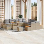 vidaXL Ensemble de canapé de jardin 13 Pièces Beige Poly rotin