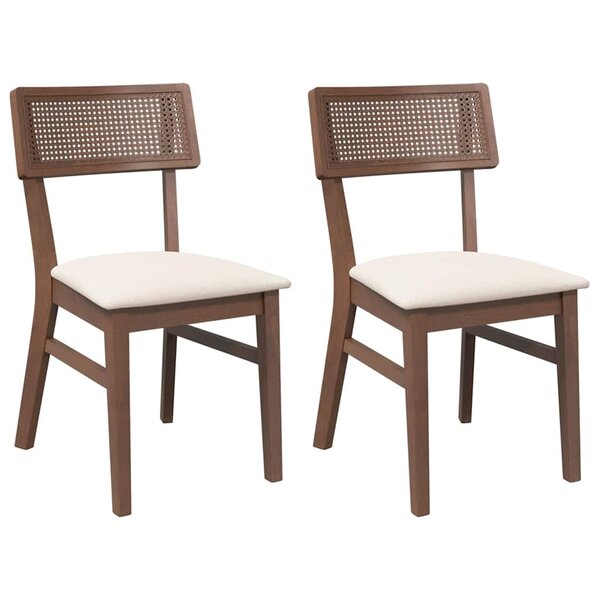 vidaXL Chaises à manger coussins 2 Pièces marron bois massif caoutchouc