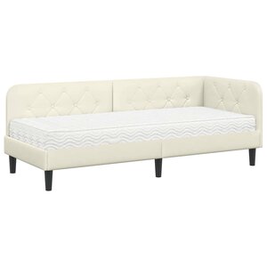 vidaXL Cadre de lit d'angle avec matelas Crème 80 x 200 cm Velours