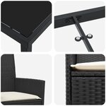 vidaXL Ensemble de 9 Chaises de Salle à Manger de Jardin avec Coussins Noir en Rattan Poly