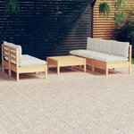 vidaXL Salon de jardin 6 Pièces avec coussins crème bois de pin