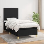vidaXL Sommier à lattes de lit avec matelas Noir 90x200 cm Tissu
