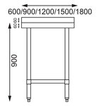 Table inox professionnelle avec dosseret - gamme 700 - vogue -  - acier inoxydable1200x700 600x700x900mm