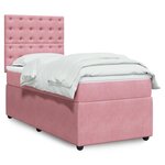vidaXL Sommier à lattes de lit avec matelas Rose 100x200 cm Velours