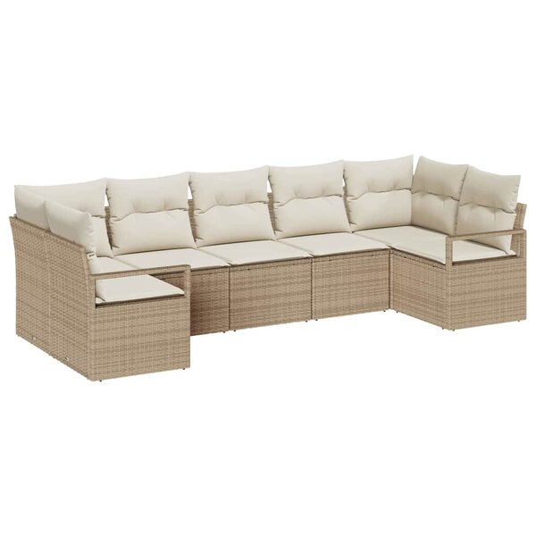 vidaXL Ensemble de canapé de jardin avec coussin 7 Pièces Beige et crème