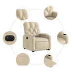 vidaXL Fauteuil inclinable électrique crème tissu