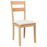 vidaXL Chaises à manger coussins 2 Pièces naturel bois massif caoutchouc