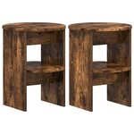 vidaXL Meuble d'appoint 2 pc Chêne Fumé Ø40 x 50 cm Bois d’ingénierie