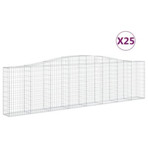 vidaXL Paniers à gabions arqués 25 Pièces 400x30x100/120 cm Fer galvanisé