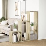 vidaXL Étagère séparatrice de pièce 3 niveaux chêne sonoma