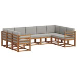 vidaXL Ensemble de canapés d'extérieur 9 Pièces Gris Naturel et Clair