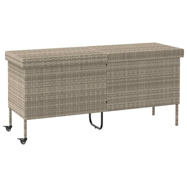 vidaXL Boîte de rangement de jardin et roues gris clair résine tressée