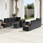 vidaXL Ensemble de canapé de jardin 11 Pièces Noir Poly rotin