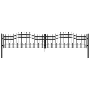 vidaXL Portail et sommet de lance Noir 406x120 cm Acier enduit poudre