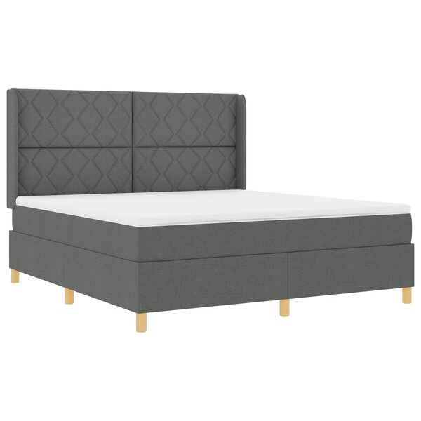 Lit à ressorts vidaXL avec matelas Gris foncé 180x200 cm en tissu