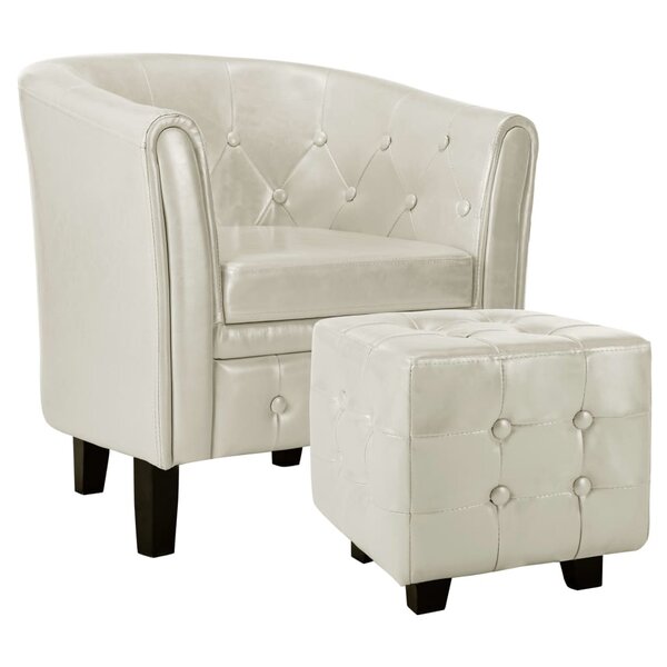 vidaXL Fauteuil avec repose-pied Blanc Similicuir