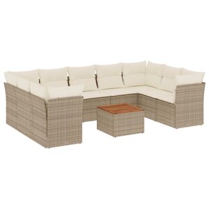 vidaXL Salon de jardin avec coussins 10 Pièces beige résine tressée