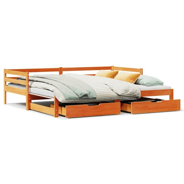 vidaXL Lit de jour avec gigogne et tiroirs sans matelas 90x200 cm