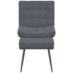 vidaXL Chaise de relaxation avec tabouret Gris foncé Velours