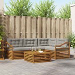 vidaXL Ensemble de canapés d'extérieur 5 Pièces Gris Naturel et Clair