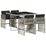 vidaXL Ensemble à manger de jardin et coussins 5 Pièces gris clair rotin