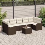 vidaXL Ensemble de canapé de jardin 8 Pièces Marron 55 x 55 x 37 cm