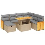 vidaXL Salon de jardin avec coussins 8 Pièces beige résine tressée