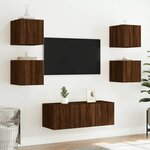 vidaXL Unités murales TV avec LED 6 Pièces chêne marron bois d'ingénierie